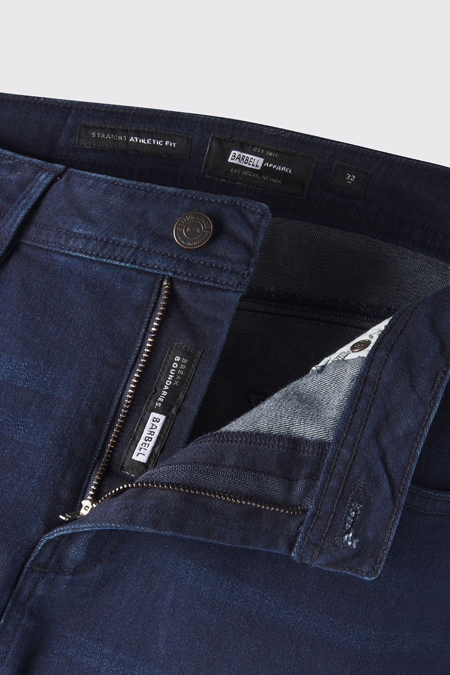 Straight Athletic Fit Jeans 2.0 - Dark Distressed - photo from front zipper detail #color_dark-distressed