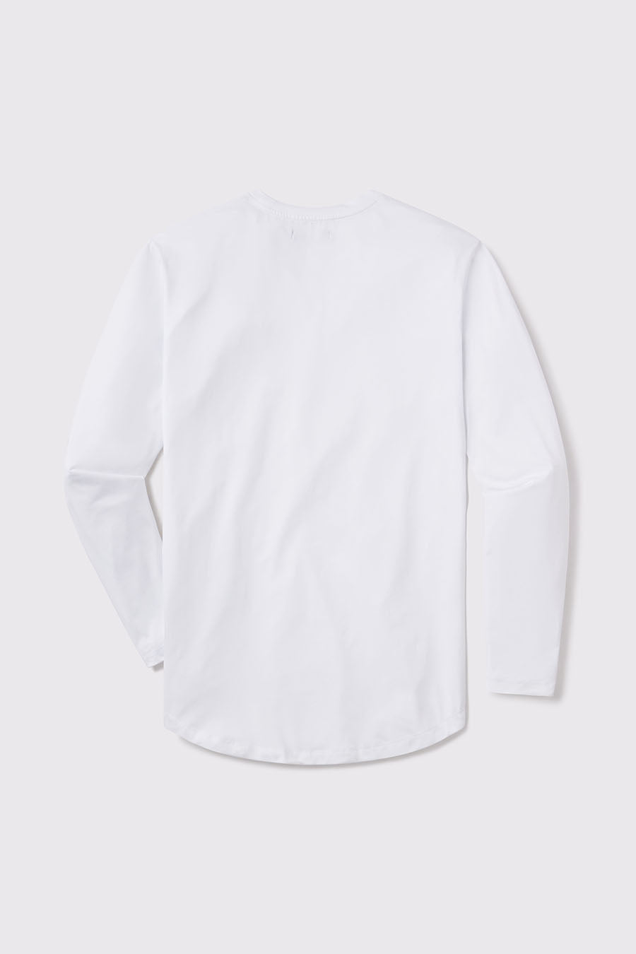 Fitted Drop Hem Long Sleeve - White - photo from back flat lay #color_white