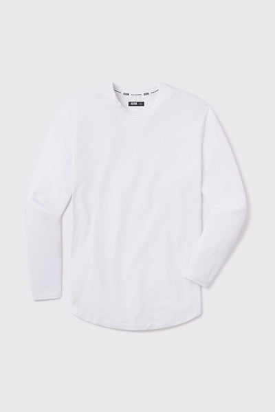 Fitted Drop Hem Long Sleeve - White - photo from front flat lay #color_white