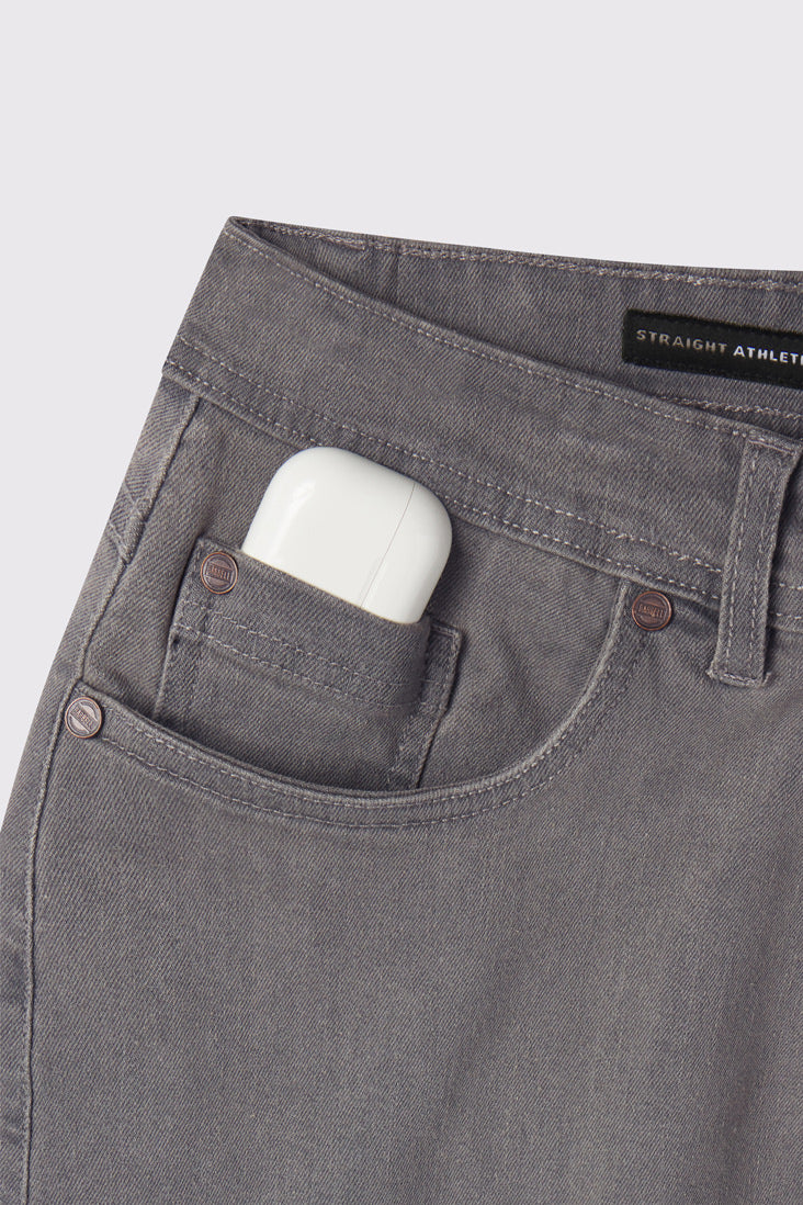 Mens Relaxed Athletic Fit Jeans 2.0 -Cement - photo from detail flat lay #color_cement