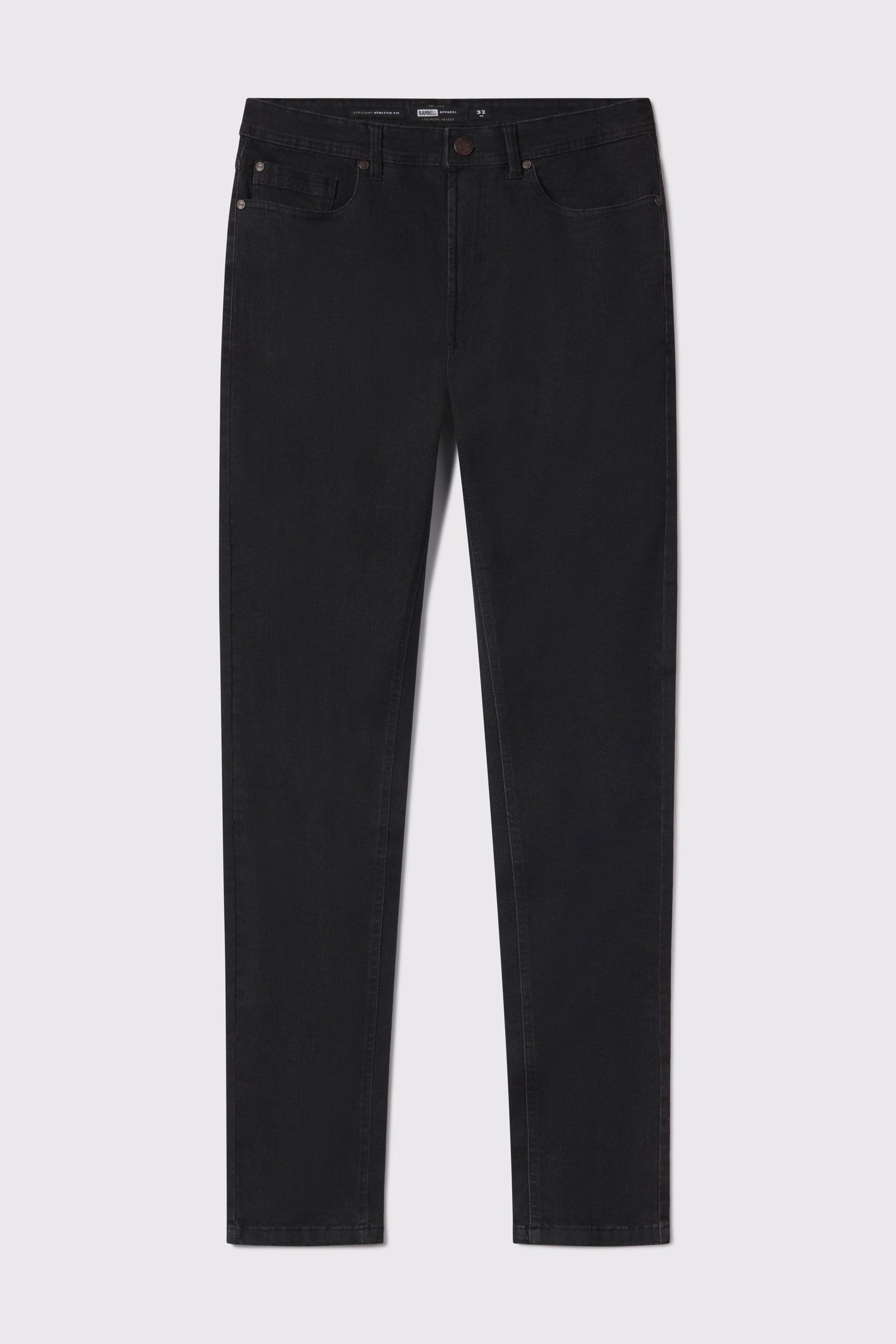 Mens Relaxed Athletic Fit Jeans 2.0 - Black - photo from front flat lay #color_black