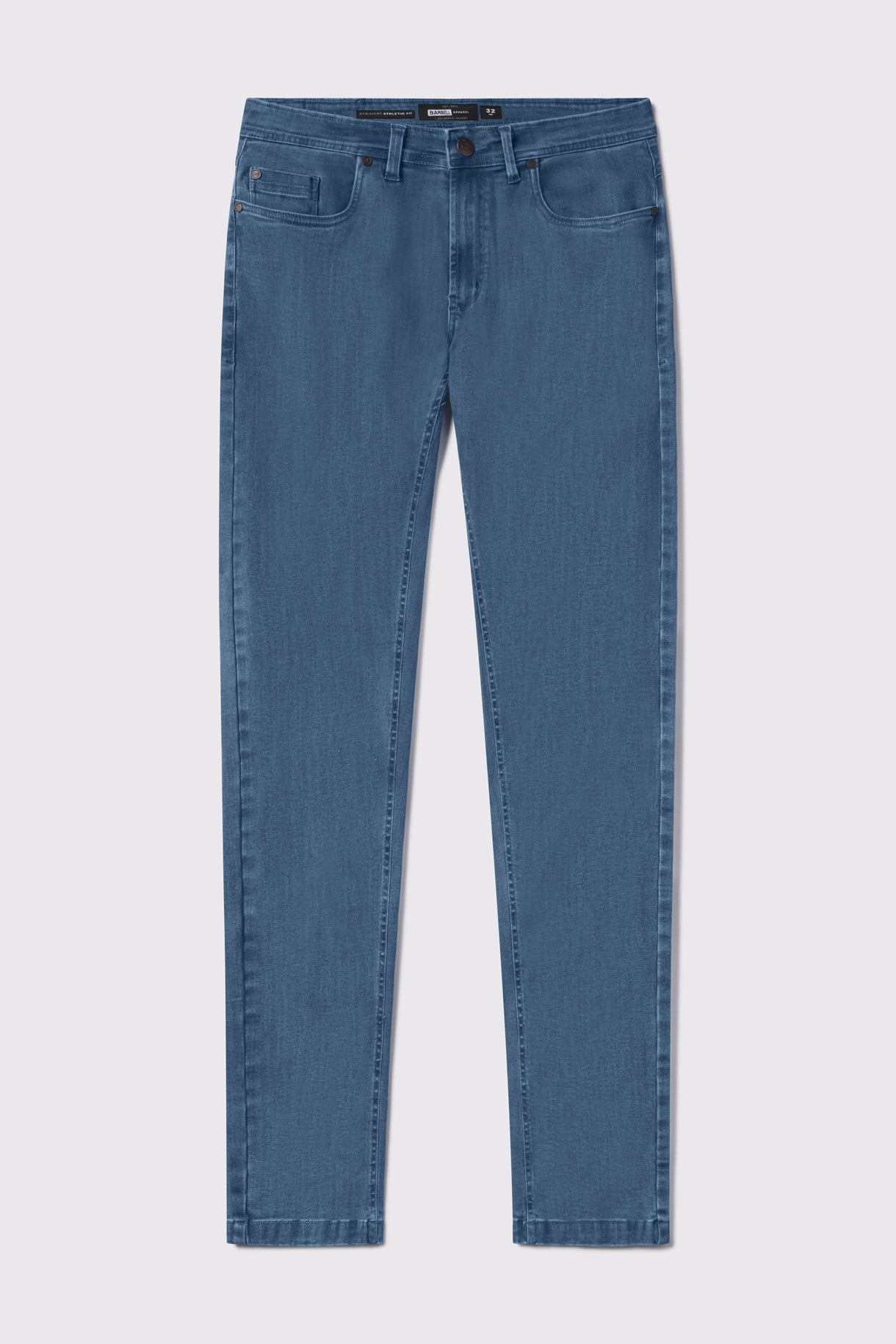 Mens Straight Athletic Fit Jeans 2.0 -Light Wash - photo from front flat lay #color_light-wash