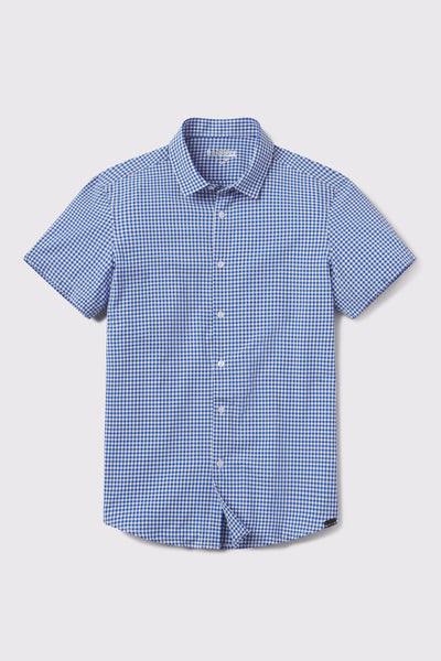 Motive Short Sleeve - Blue Gingham - photo from front flat lay #color_blue-gingham
