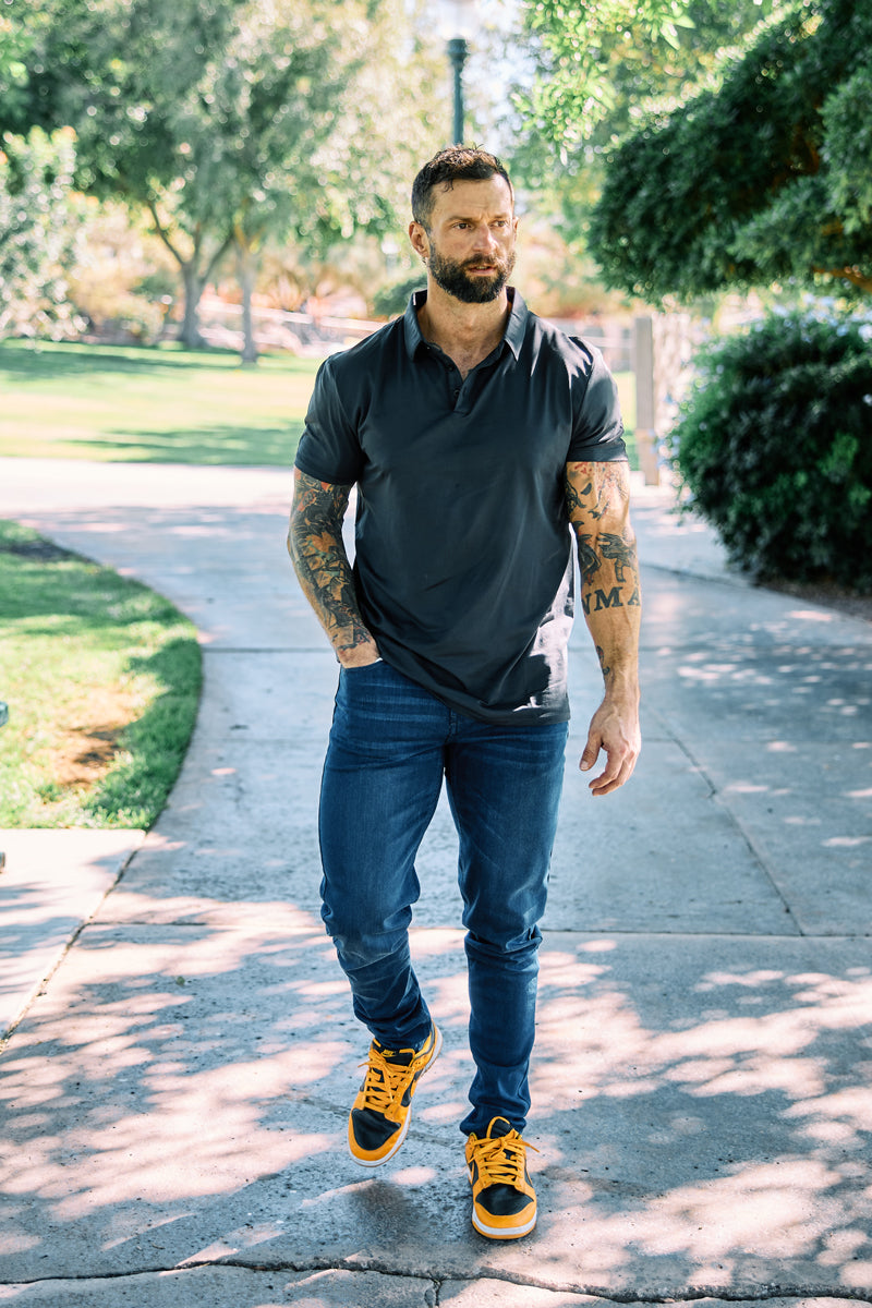 Straight Athletic Fit Jeans 2.0- Medium Distressed - photo from lifestyle #color_medium-distressed
