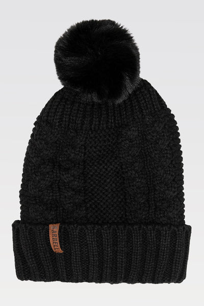 Barbell Pom Beanie - Black - photo from front #color_black