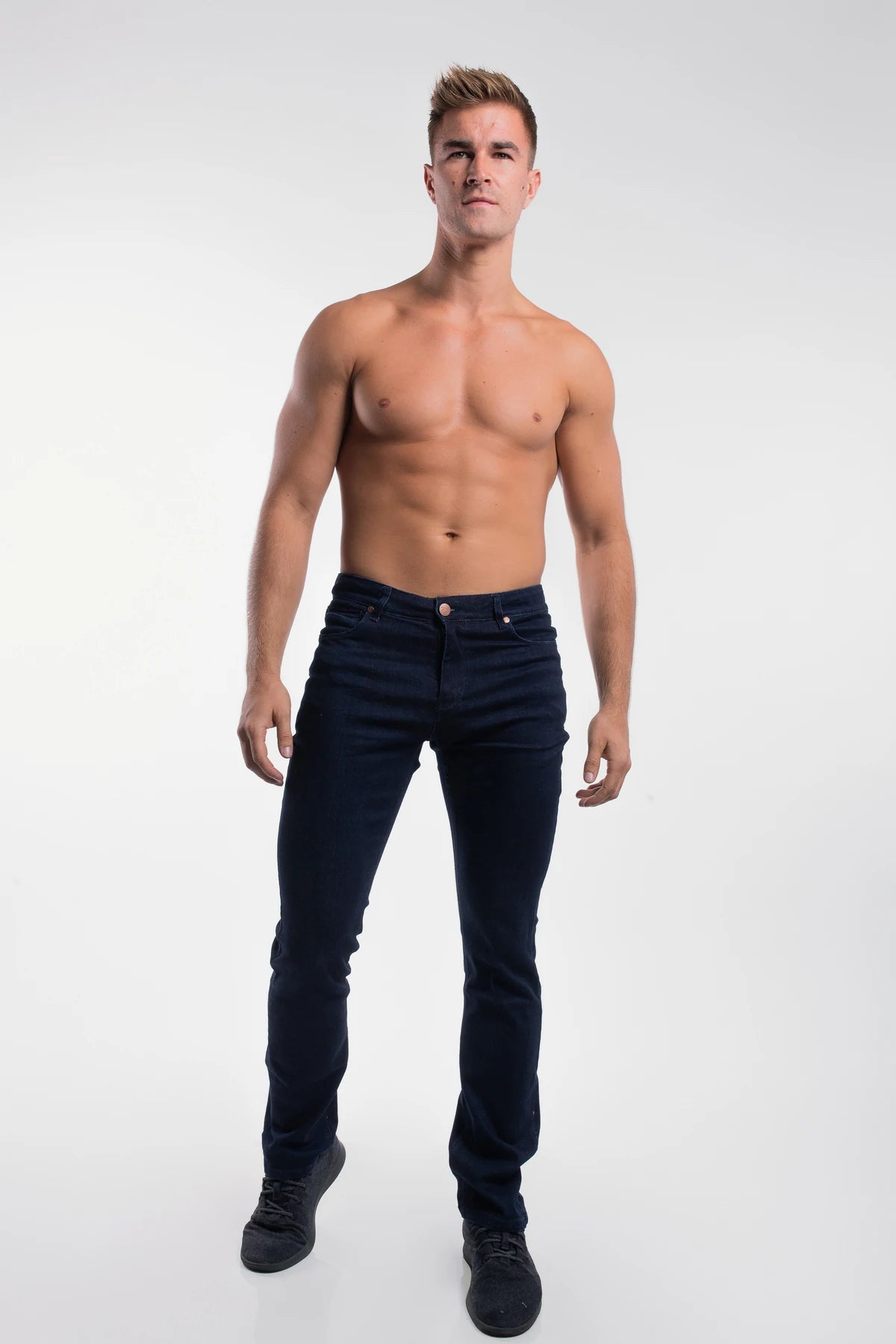Boot Cut Athletic Fit  - Dark Rinse - photo from front #color_dark-rinse