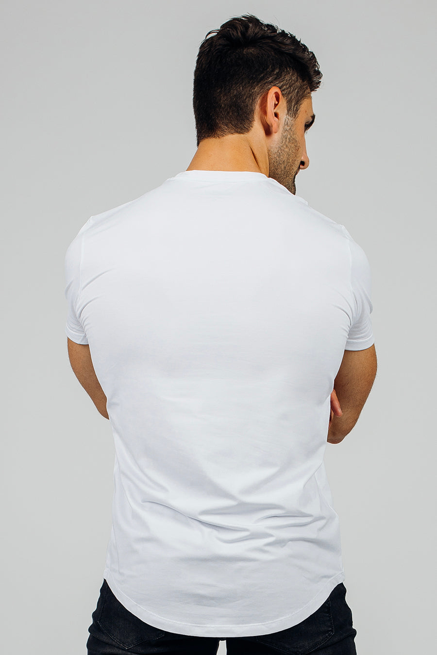 Fitted Drop Hem - White - photo from back #color_white