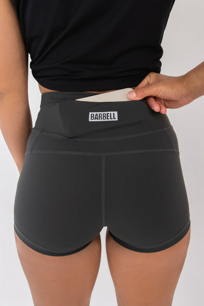 Barbell Stayput Short-Charcoal - photo from back detail #color_charcoal