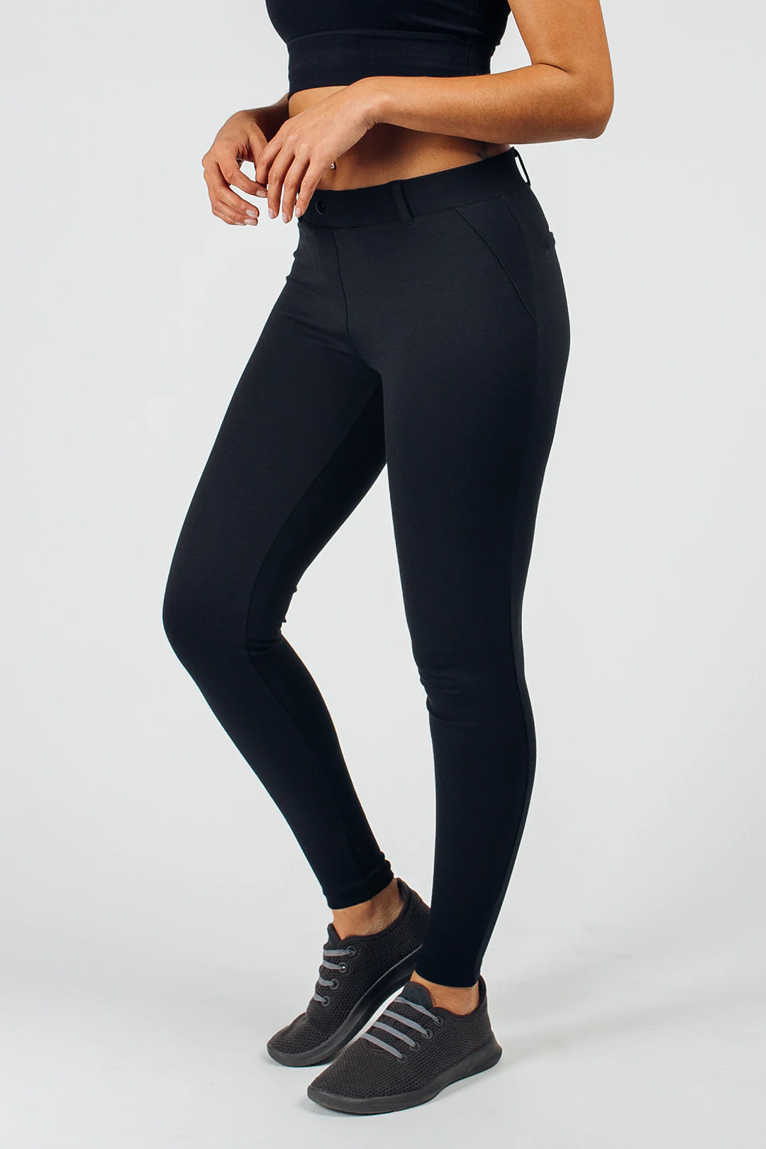 Barbell Womens Anything Pant- Black - photo from front in focus #color_black