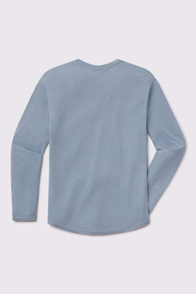 Arid Drop Hem Long Sleeve - Glacier - photo from back flat lay #color_glacier