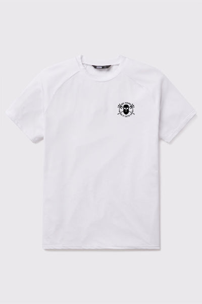 Be Hard Ultralight Tech Tee - White - photo from front flat lay #color_white