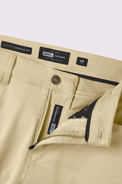 Anything Dress Pant Straight - Khaki - photo from detail flat lay #color_khaki