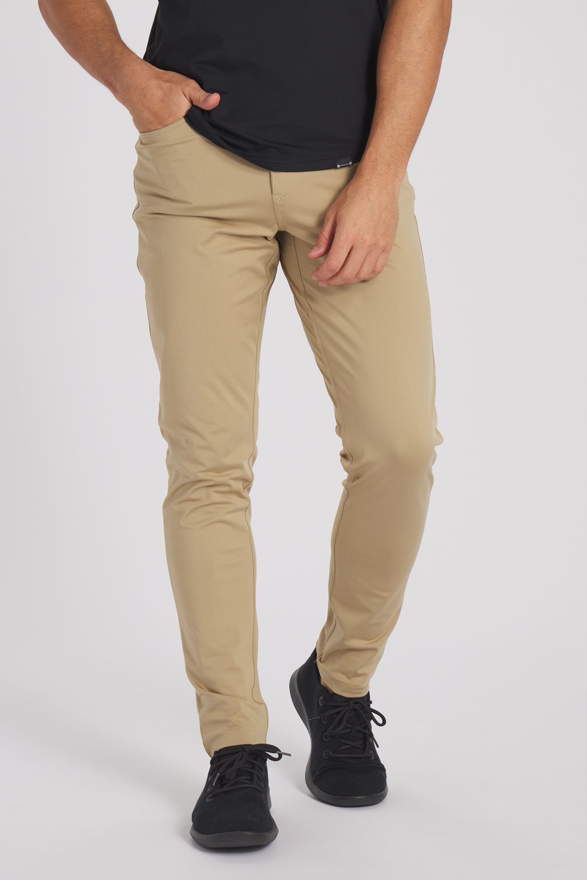 Anything Pant Slim - Khaki - photo from front in focus #color_khaki