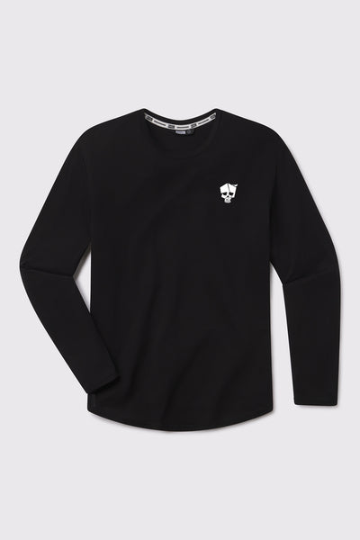 Arid Drop Hem Long Sleeve - Black - photo from front flat lay #color_black