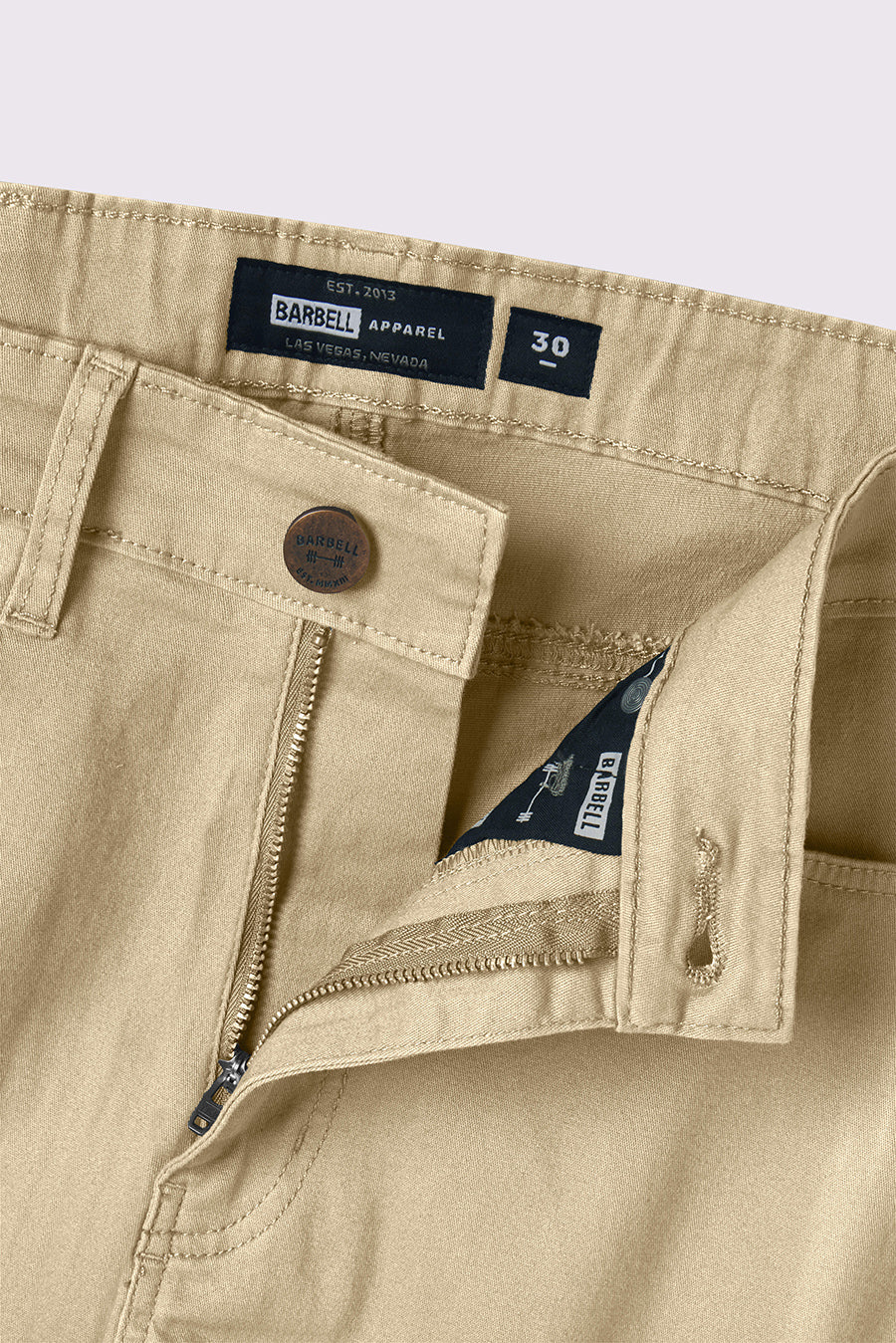 Athletic Fit Chino Pant 2.0 - Khaki - photo from button detail #color_khaki