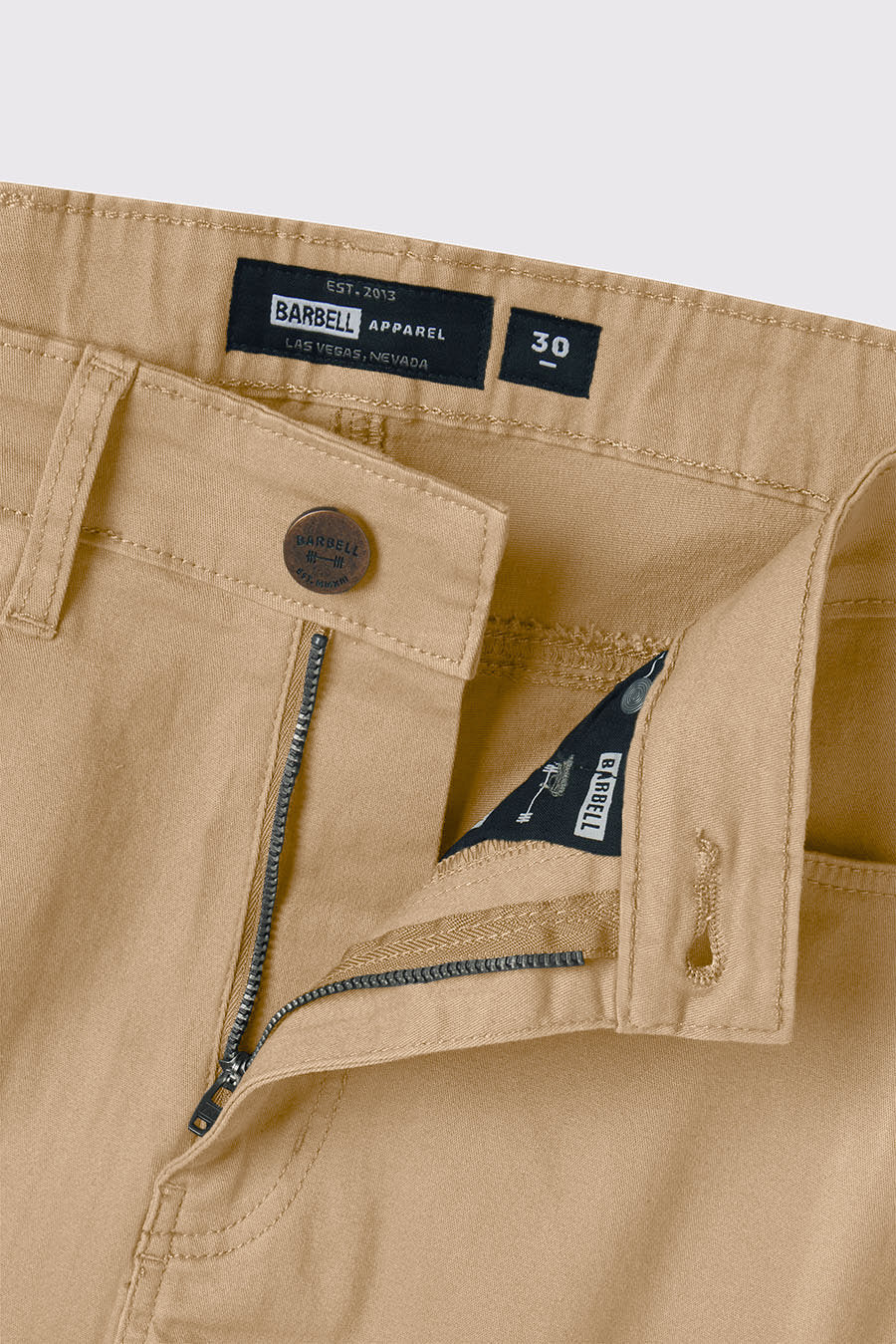 Athletic Fit Chino Pant 2.0 - Khaki - photo from button detail #color_khaki