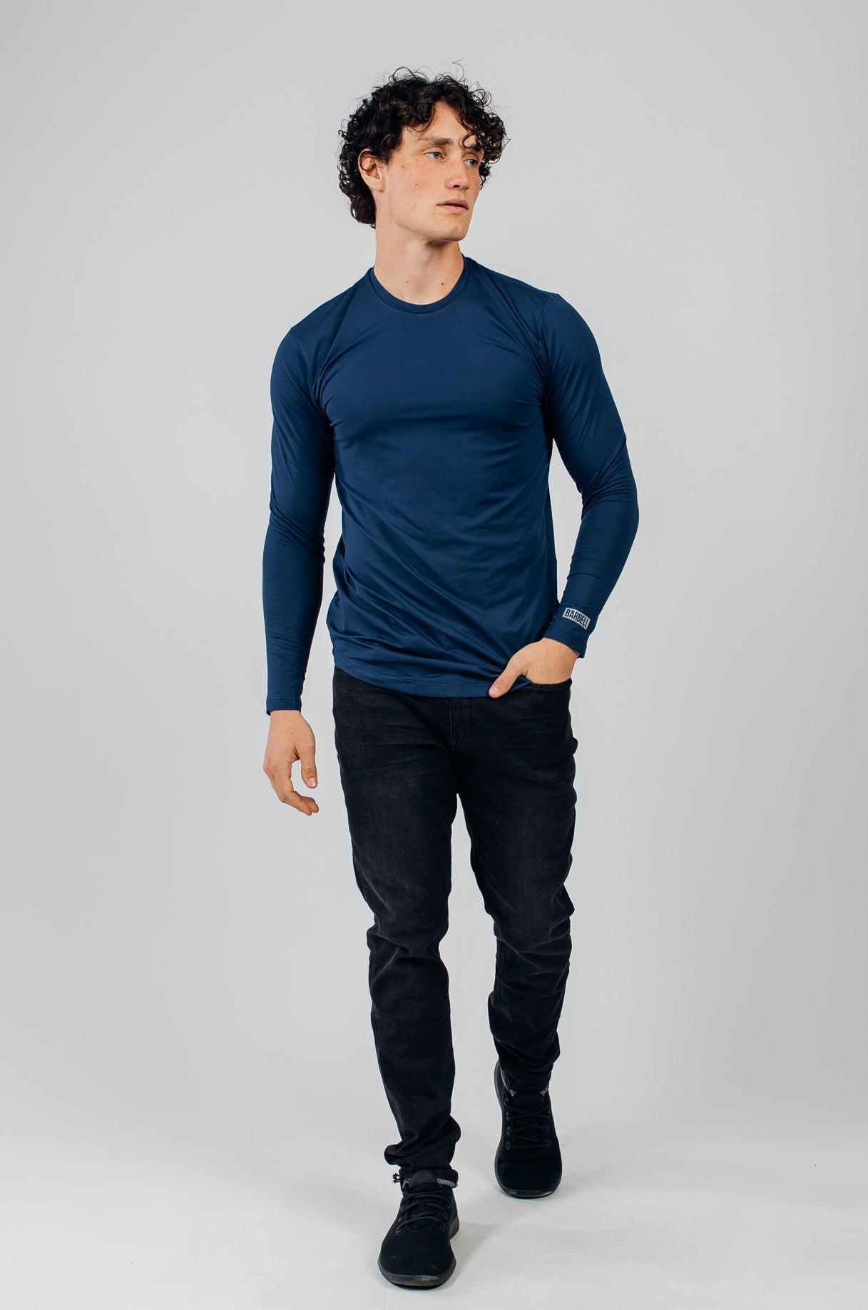 Fitted Drop Hem Long Sleeve - Cobalt - photo from front #color_cobalt