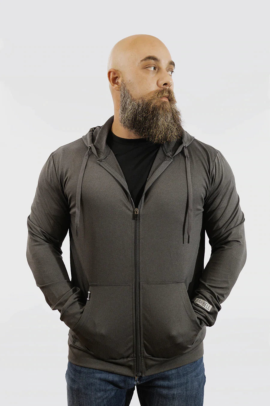 Stealth Hoodie Full Zip - Charcoal - photo from front in focus #color_charcoal