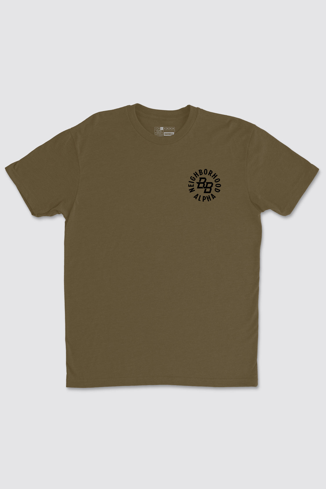 Barker Neighborhood Alpha Tee  - Olive - photo from front flat lay #color_olive