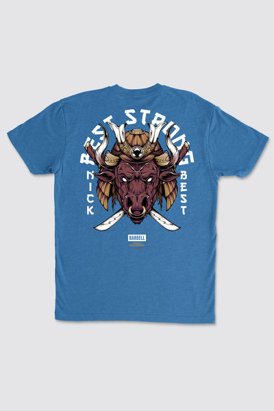Bull Fight Tee - Blue - photo from back flat lay #color_blue