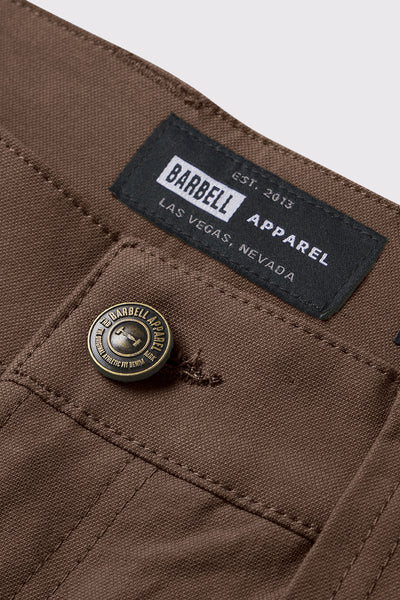 Covert Pant - Dark Earth - photo from button detail #color_dark-earth