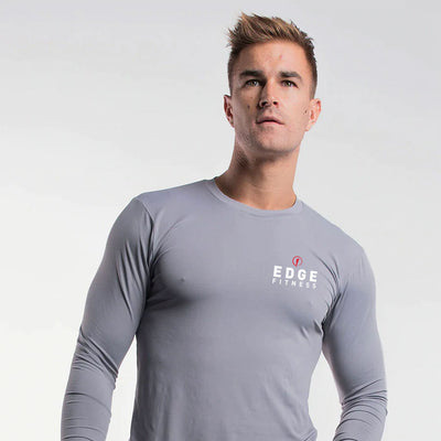 Edge Fitness Mens Long Sleeve- Gray - photo from front #color_gray