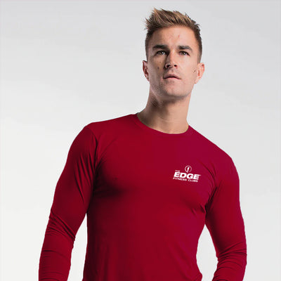 Edge Fitness Mens Long Sleeve- Red - photo from front #color_red