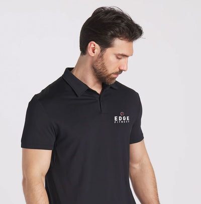 Edge Fitness Mens Polo Shirt- Black - photo from front #color_black