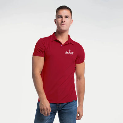 Edge Fitness Mens Polo Shirt- Red - photo from front #color_red