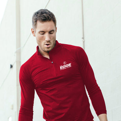 Edge Fitness Mens Quarter Zip- Red - photo from front #color_red