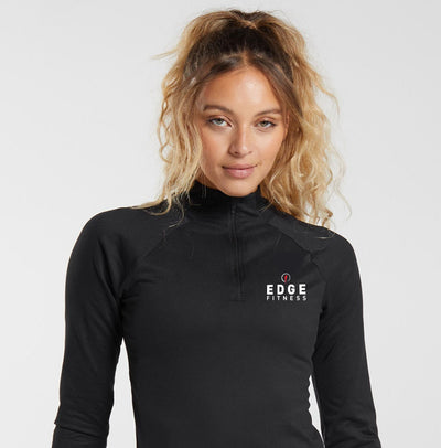 Edge Fitness Womens Quarter Zip- Black - photo from front #color_black