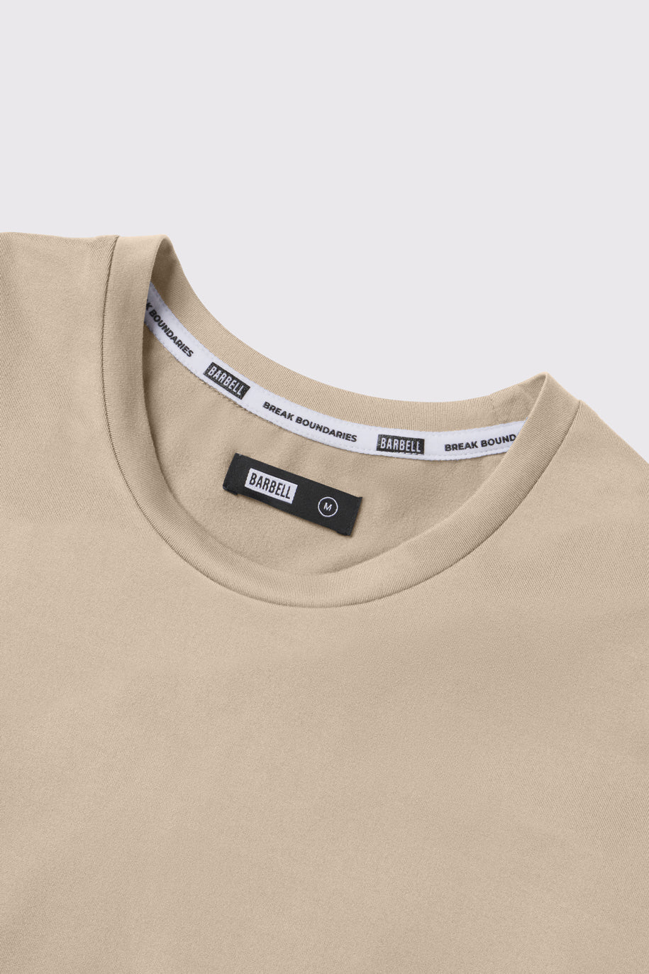 Fitted Drop Hem - Sand - photo from collar detail #color_sand