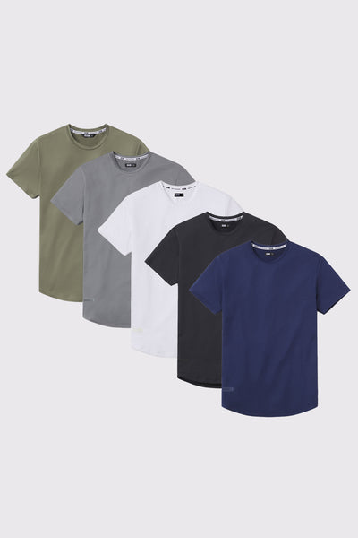 Fitted Drop Hem - Essential pack - photo from front flat lay #color_essential-5-pack