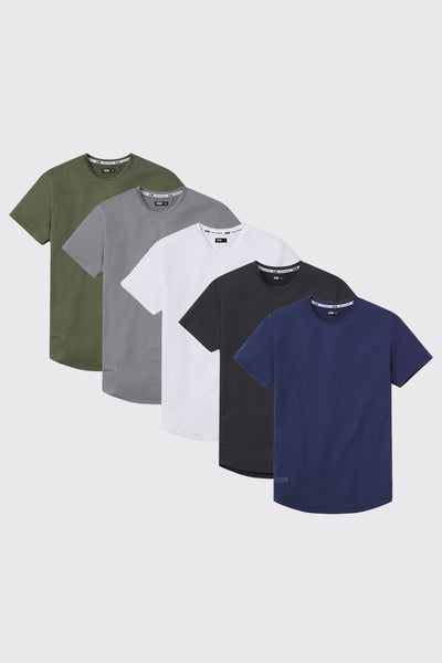 Fitted Drop Hem - Essential pack - photo from front flat lay #color_essential-5-pack