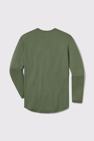 Fitted Drop Hem Long Sleeve - Sage - photo from back flat lay #color_sage