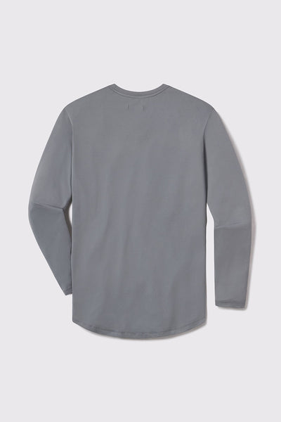Fitted Drop Hem Long Sleeve - Slate - photo from back flat lay #color_slate
