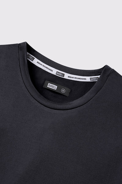 Fitted Drop Hem Long Sleeve - Black - photo from collar detail #color_black