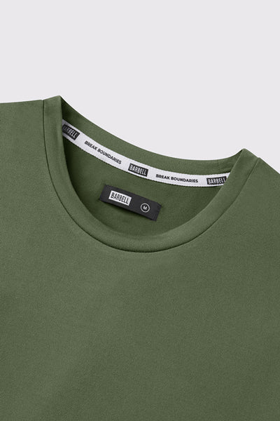 Fitted Drop Hem Long Sleeve - Sage - photo from collar detail #color_sage