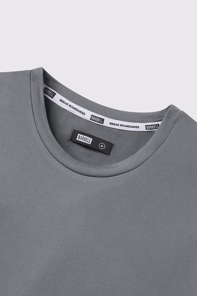 Fitted Drop Hem Long Sleeve - Slate - photo from collar detail #color_slate