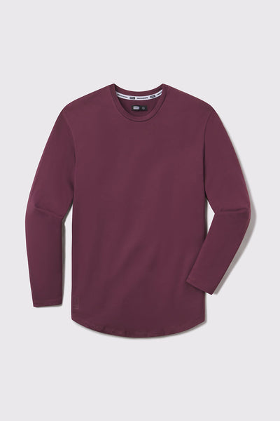 Fitted Drop Hem Long Sleeve - Currant - photo from front flat lay #color_currant