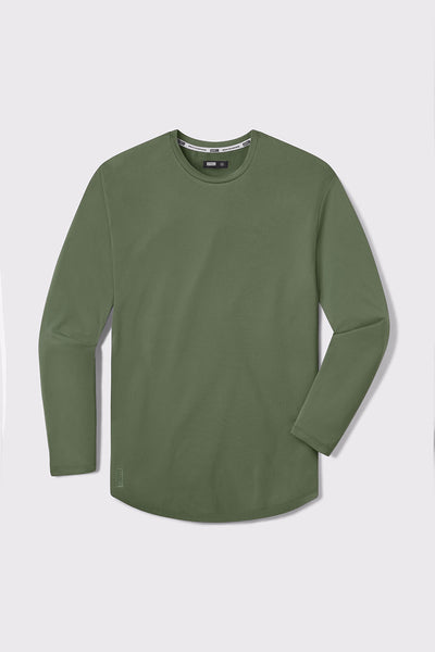 Fitted Drop Hem Long Sleeve - Sage - photo from front flat lay #color_sage