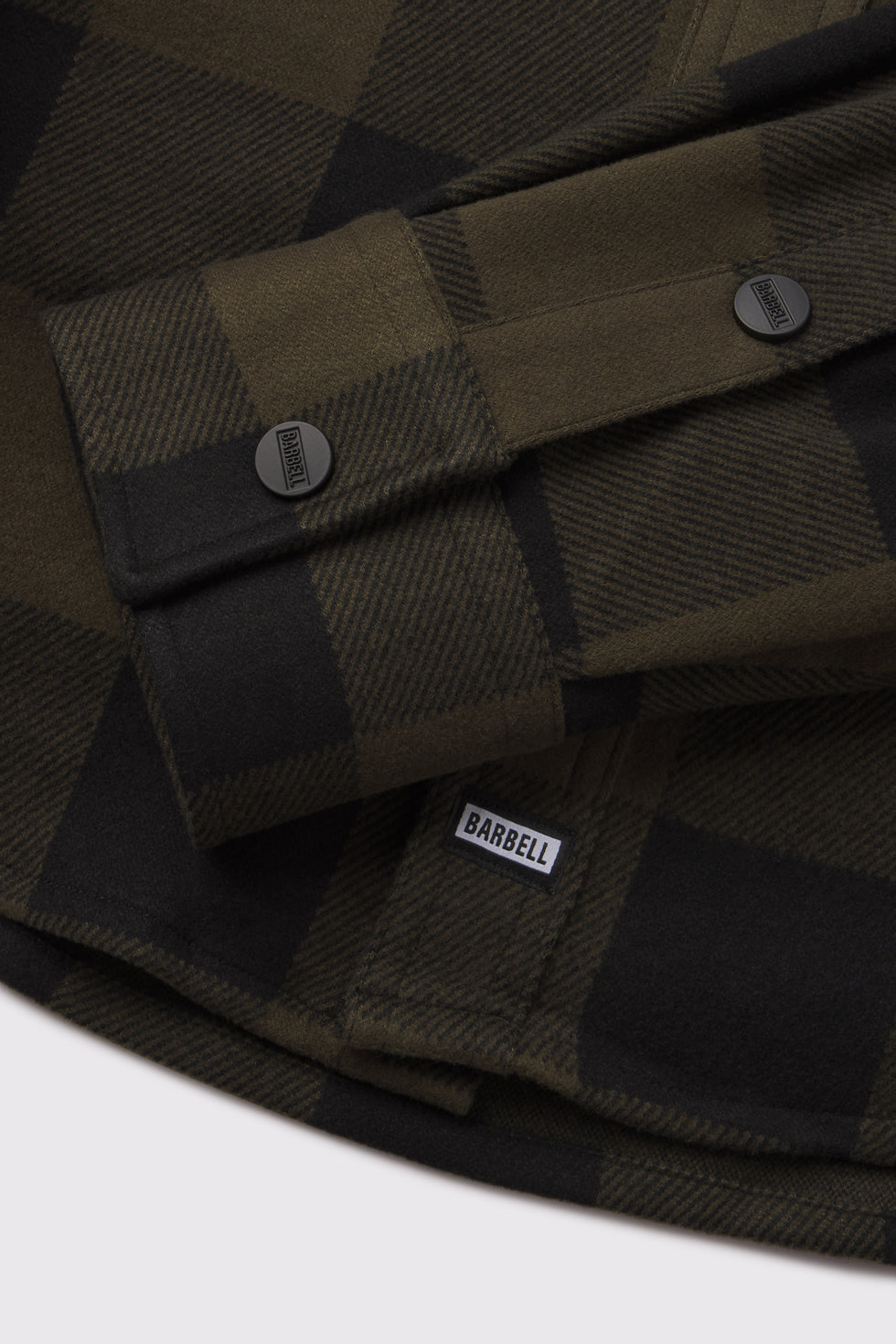 Frontier Flannel - Pine - photo from cuff detail flat lay #color_pine