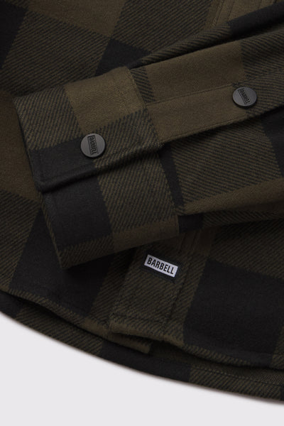Frontier Flannel - Pine - photo from cuff detail flat lay #color_pine