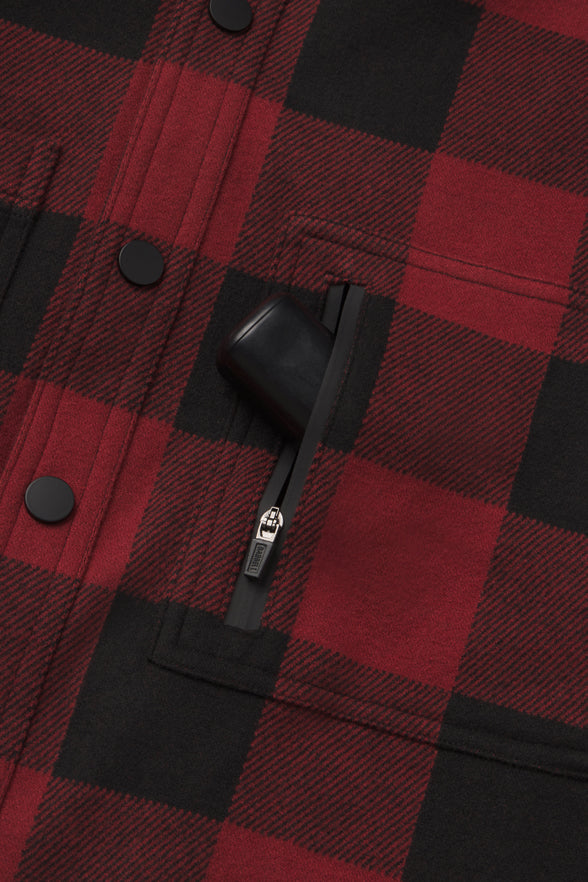 Frontier Flannel - Forge - photo from pocket detail flat lay #color_forge