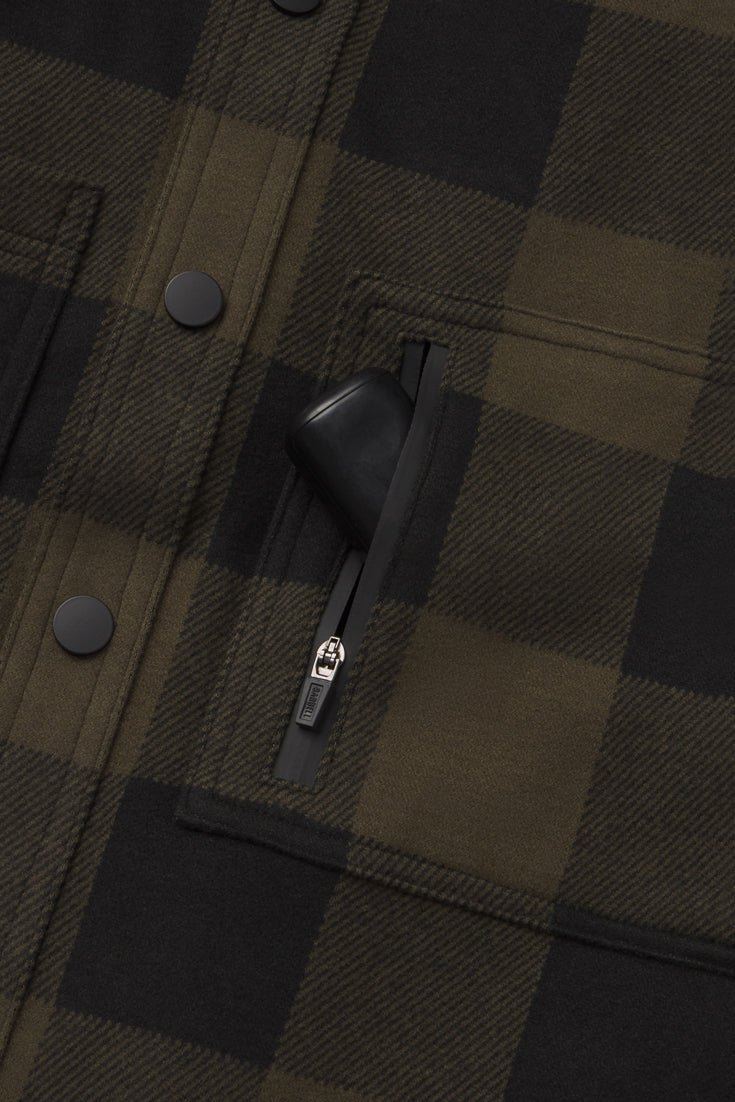 Frontier Flannel - Pine - photo from pocket detail flat lay #color_pine