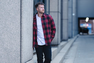 Man wearing Frontier Flannel in city