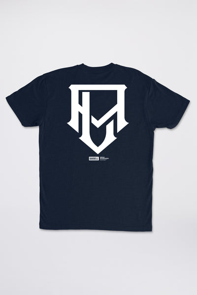 Leonidas Insignia Tee - Navy - photo from back flat lay #color_navy