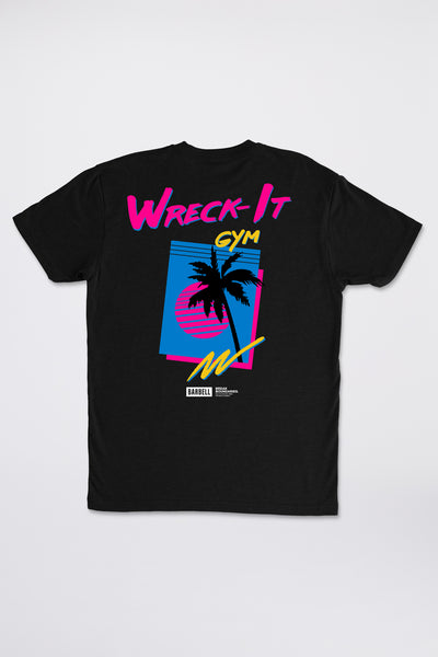 Wreck It Sunset Tee - Black - photo from back flat lay #color_black