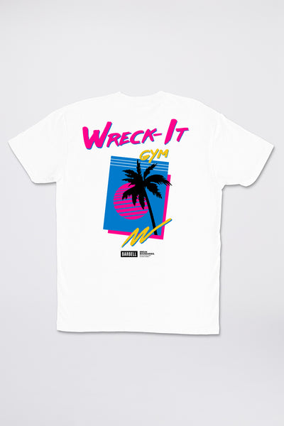 Wreck It Sunset Tee - White - photo from back flat lay #color_white