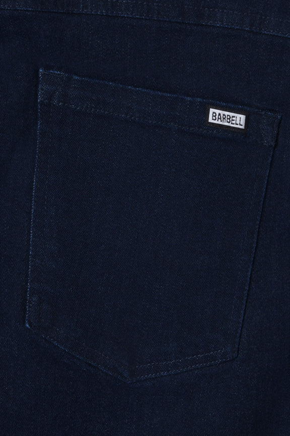 Mens Boot Cut Athletic Fit Jeans 2.0 -Dark Rinse - photo from back pocket detail #color_dark-rinse
